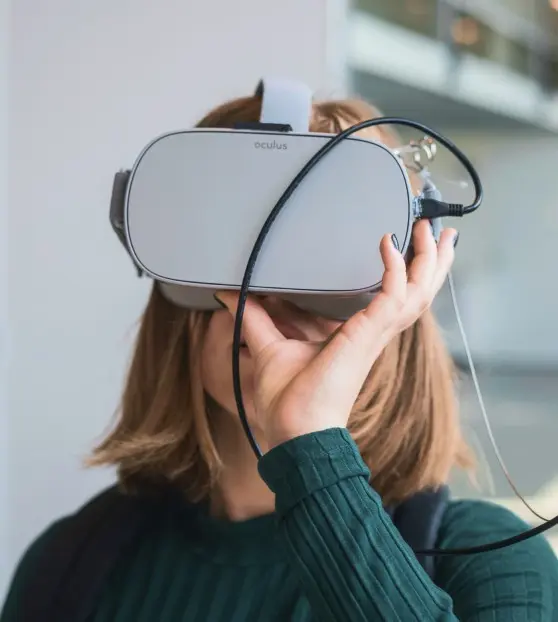 A person using a virtual reality headset