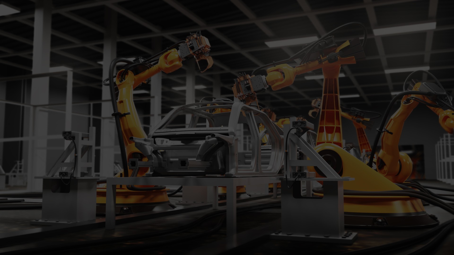 Automotive Assembly Line with SUV Under Production in a Modern Factory