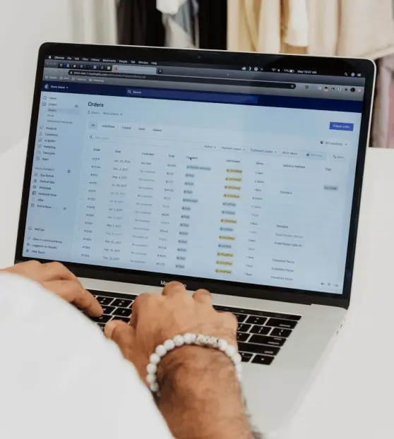 Managing online orders on laptop