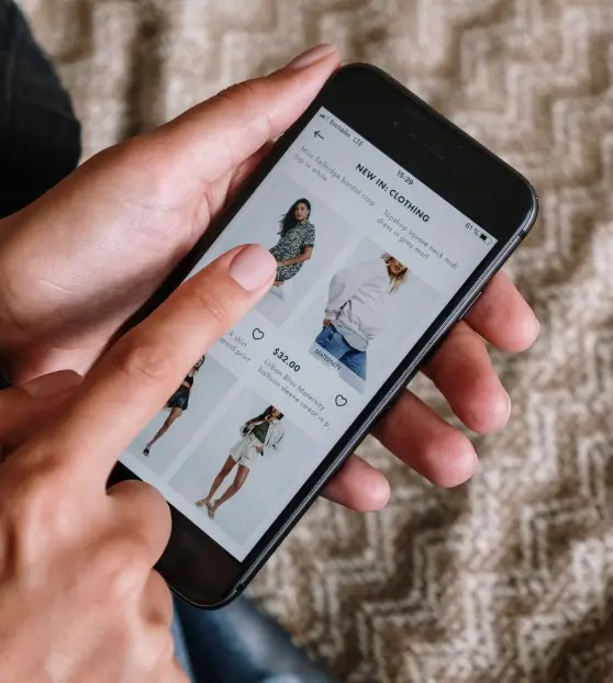 Person shopping online on a smartphone