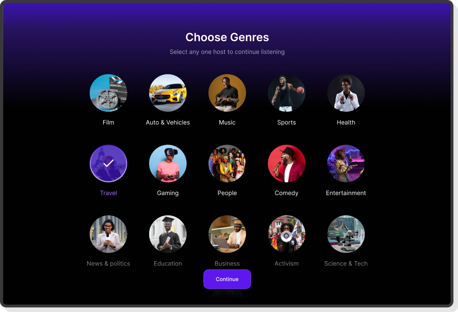 Alive Podcast mobile Application showing detailed episode screen with play option