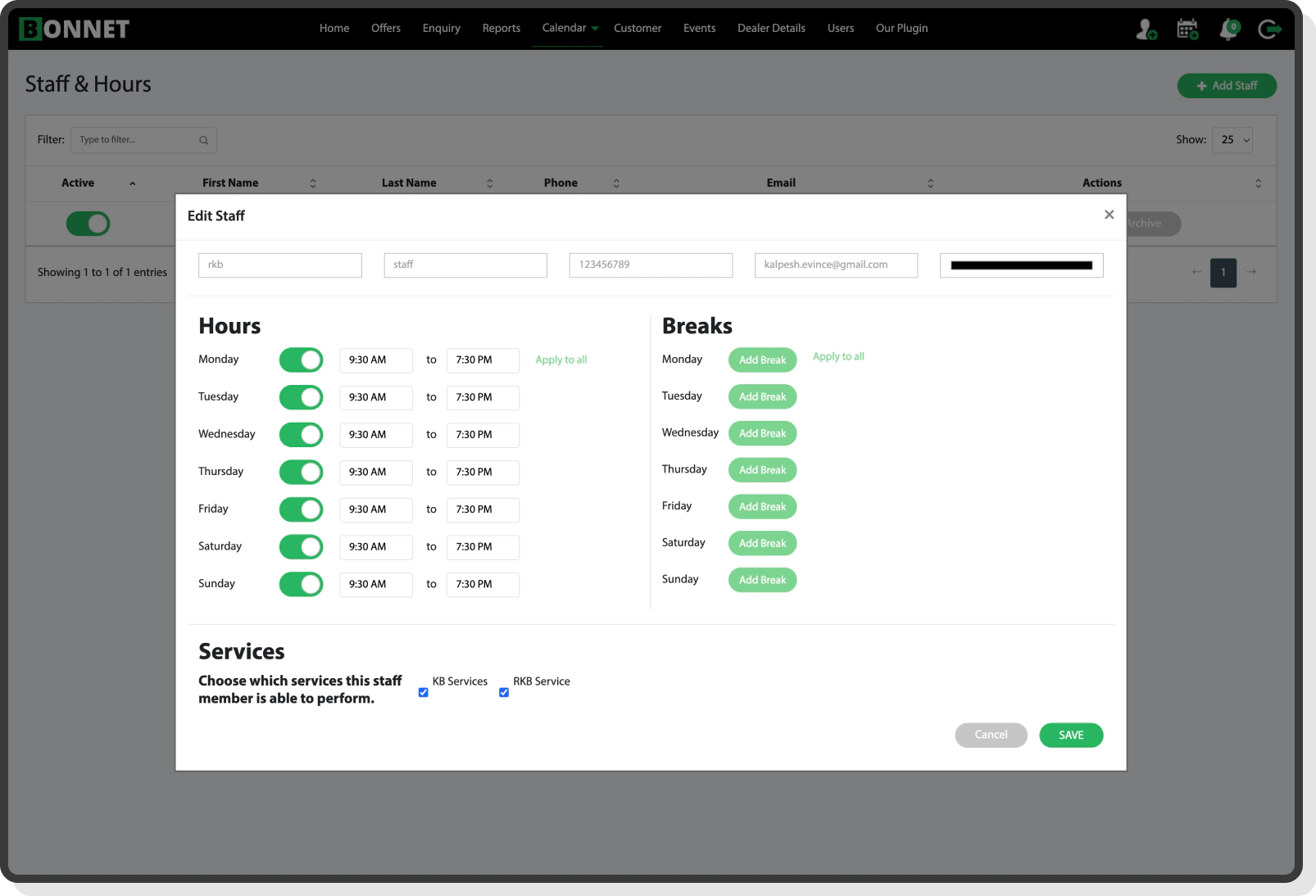 Bonnet EV map view showing nearby charging stations