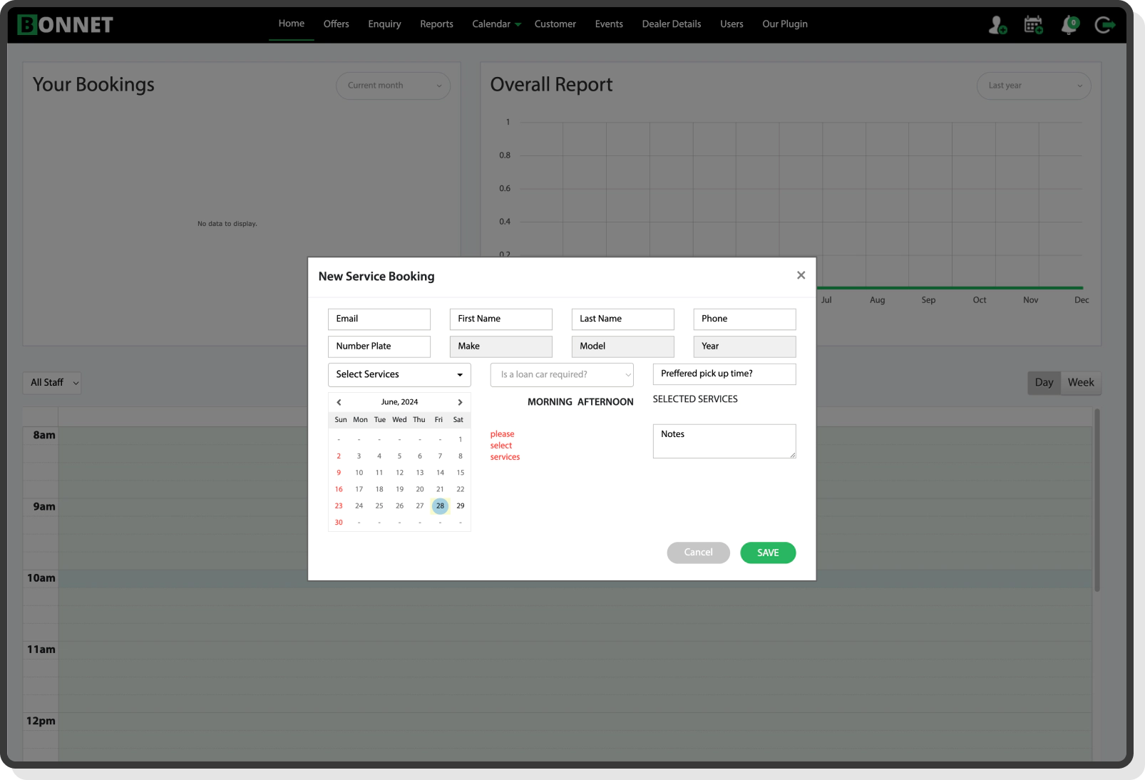 Bonnet app user dashboard with recent trips and saved stations
