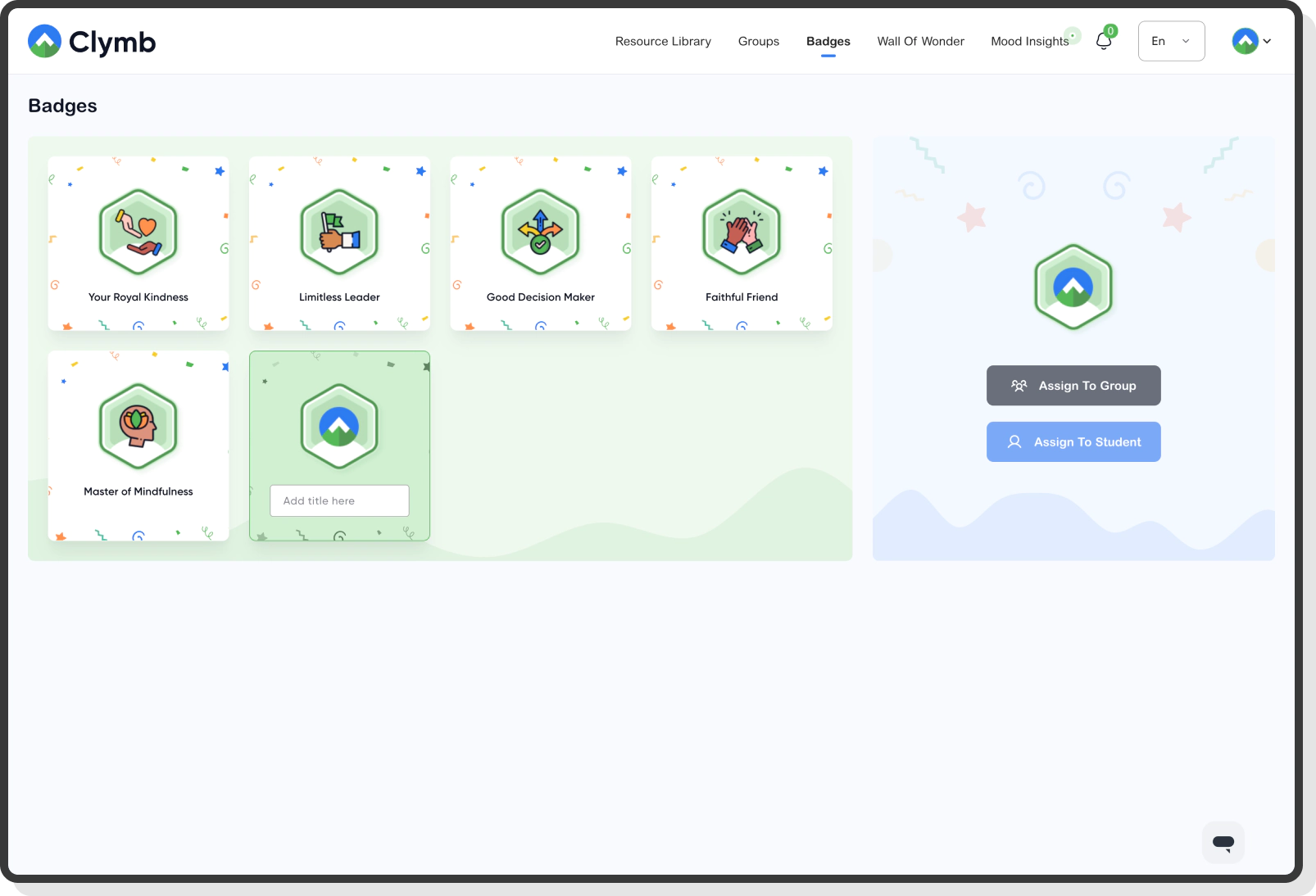 Clymb progress tracking and badge achievement