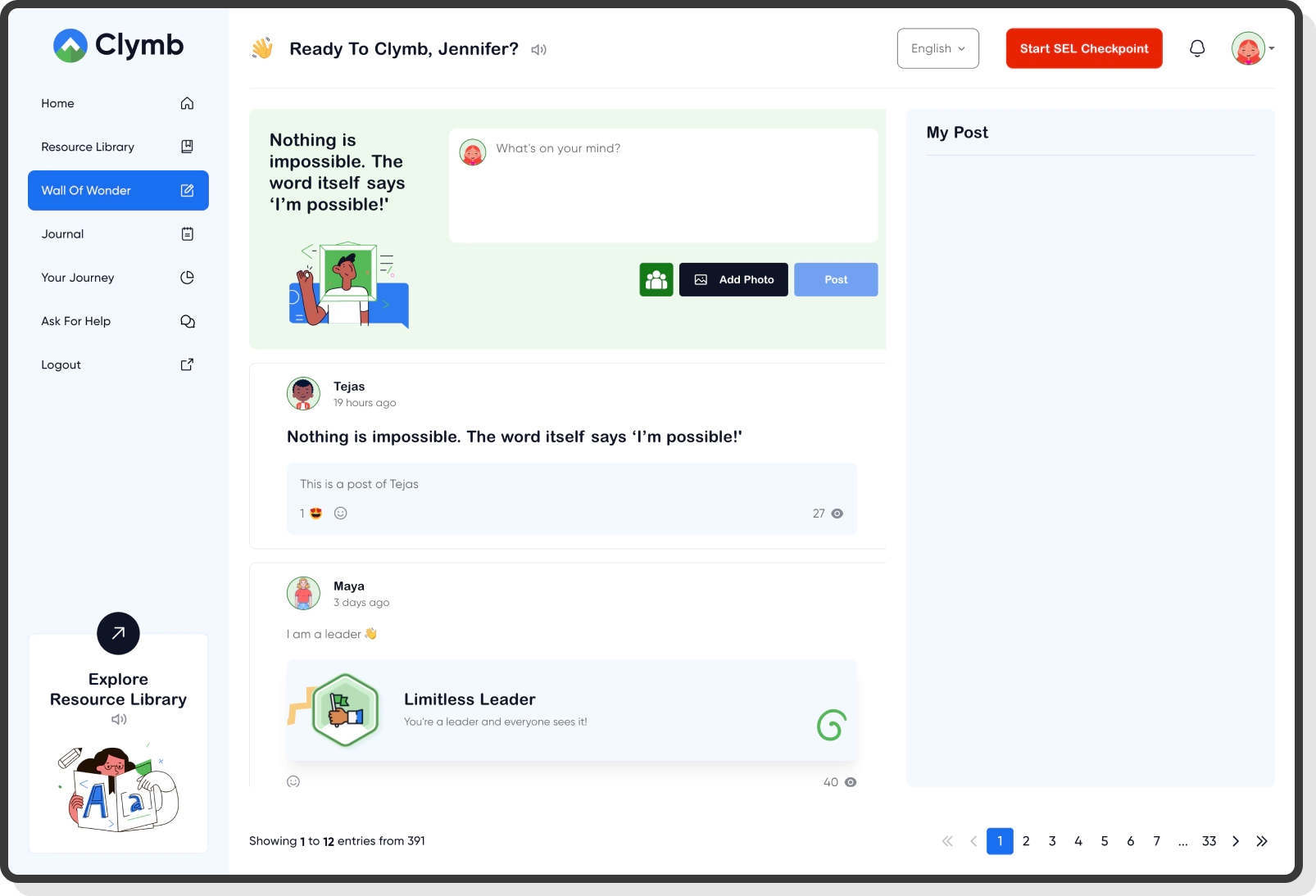 Clymb engagement with interactive emotional tools