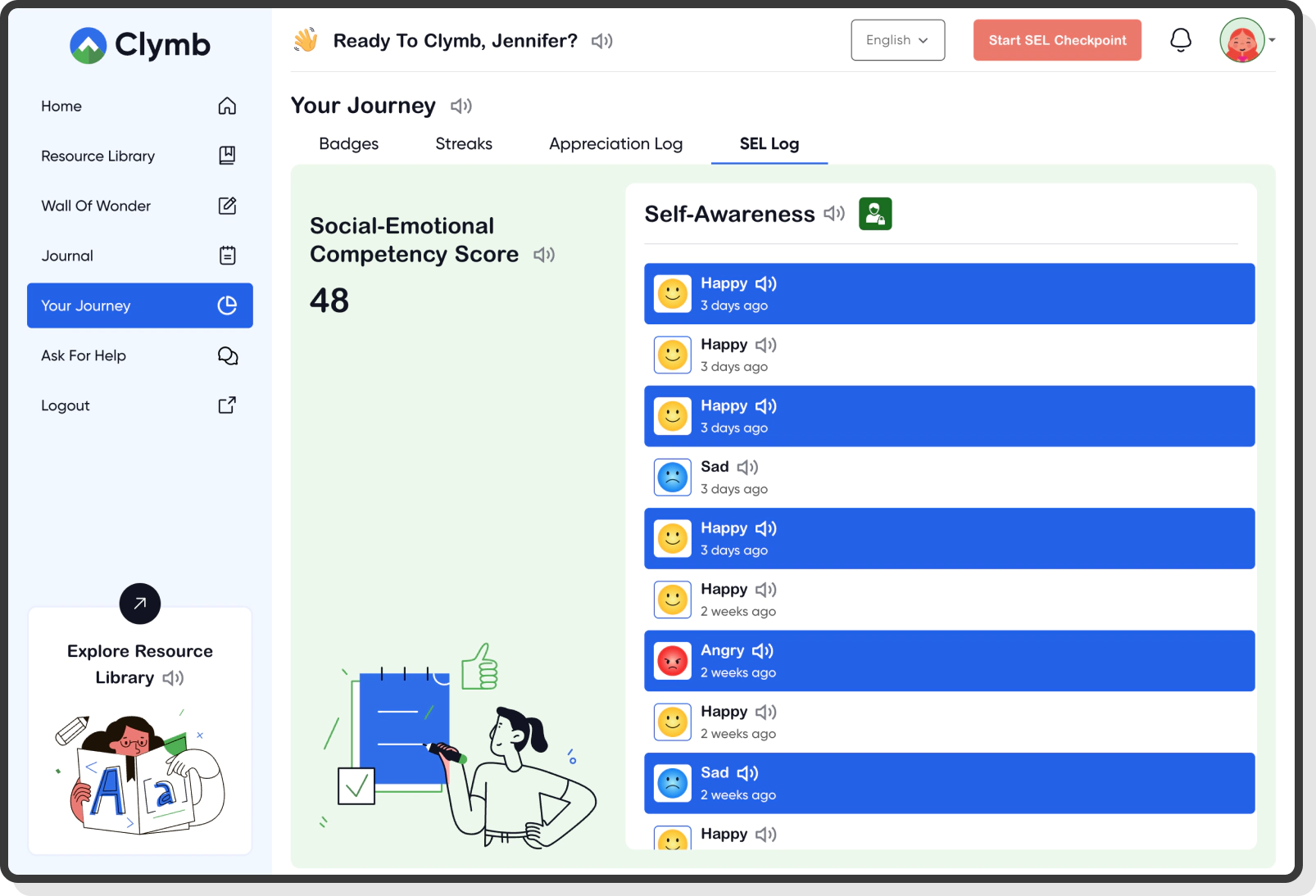 Child-friendly activity browser with visual navigation cards