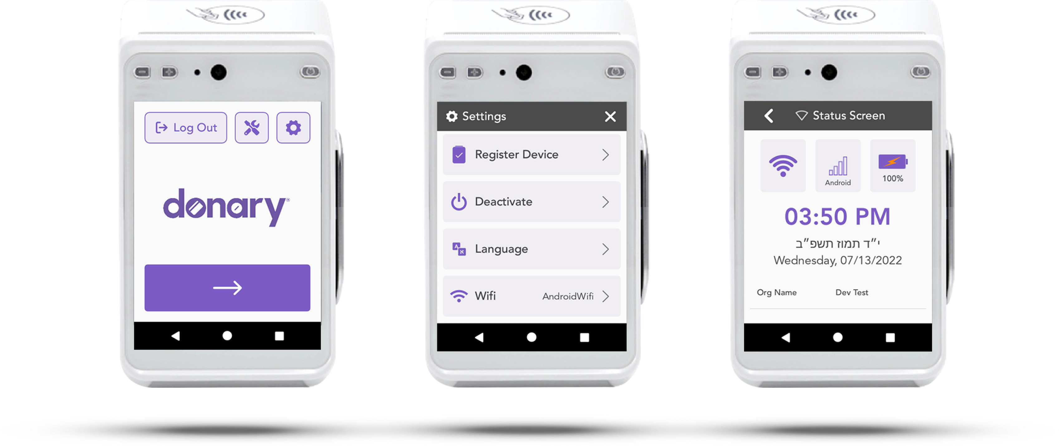 Donary POS devices with fintech dashboard