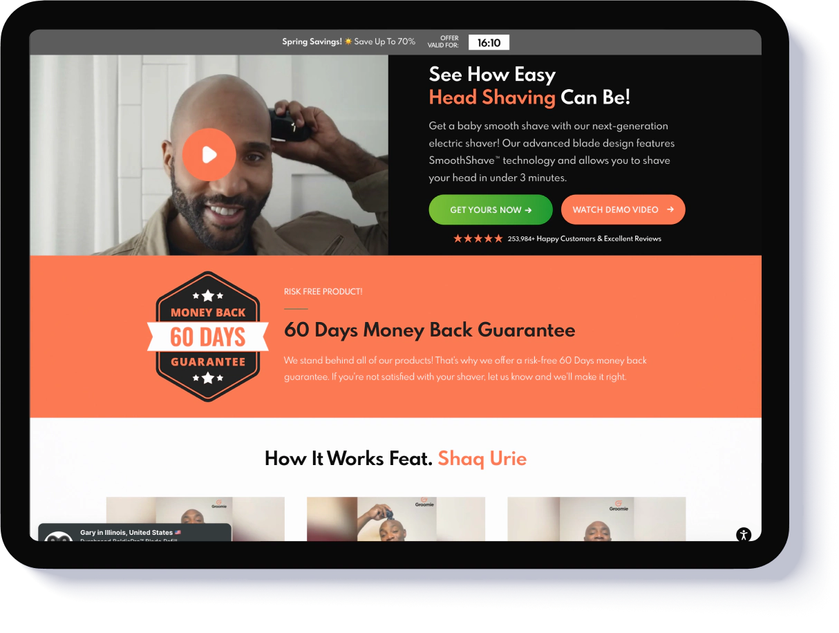 Groomie Men head shaver product page