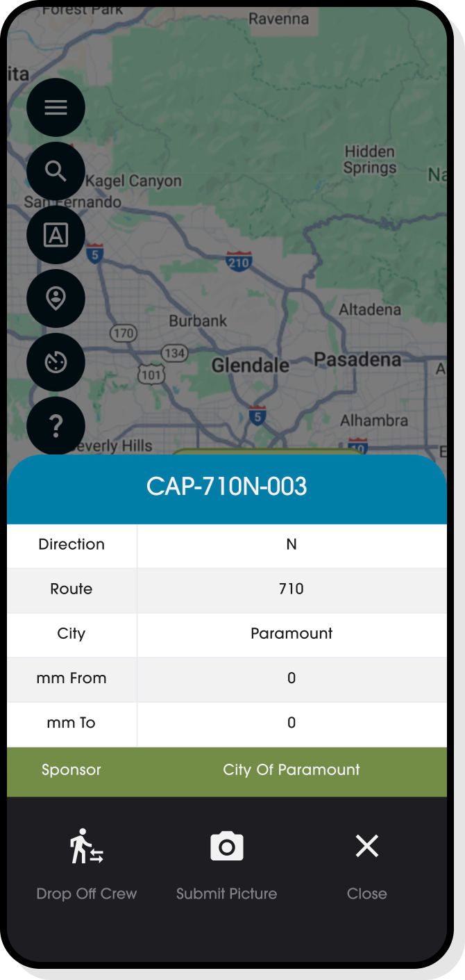 Interactive map showing sponsored and available highway segments