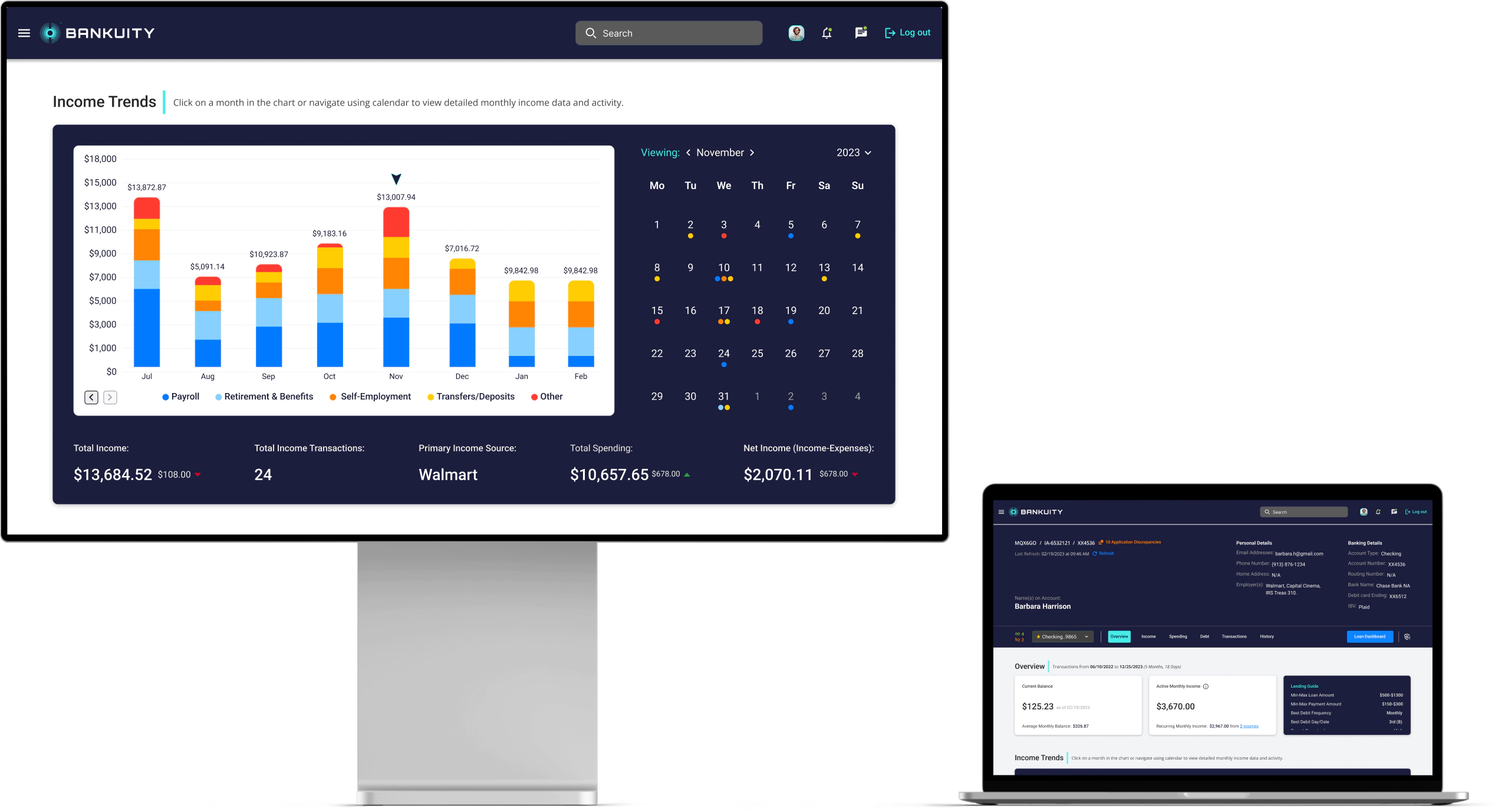 Interface design banner showing UI of AI Bankuity app