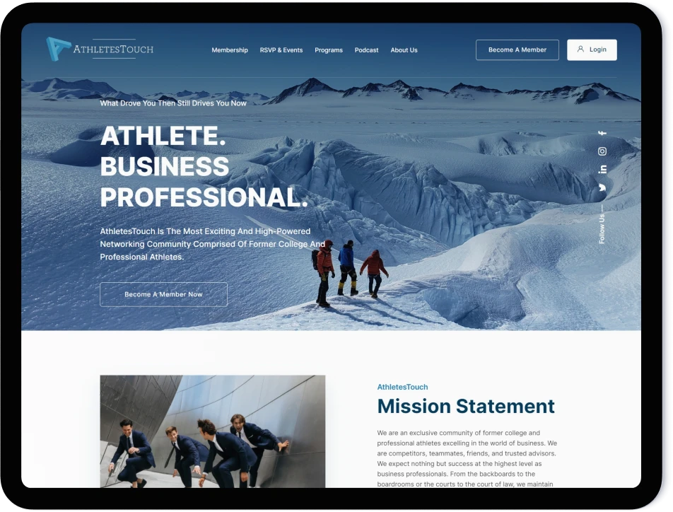 athletestouch web app development by evince dev