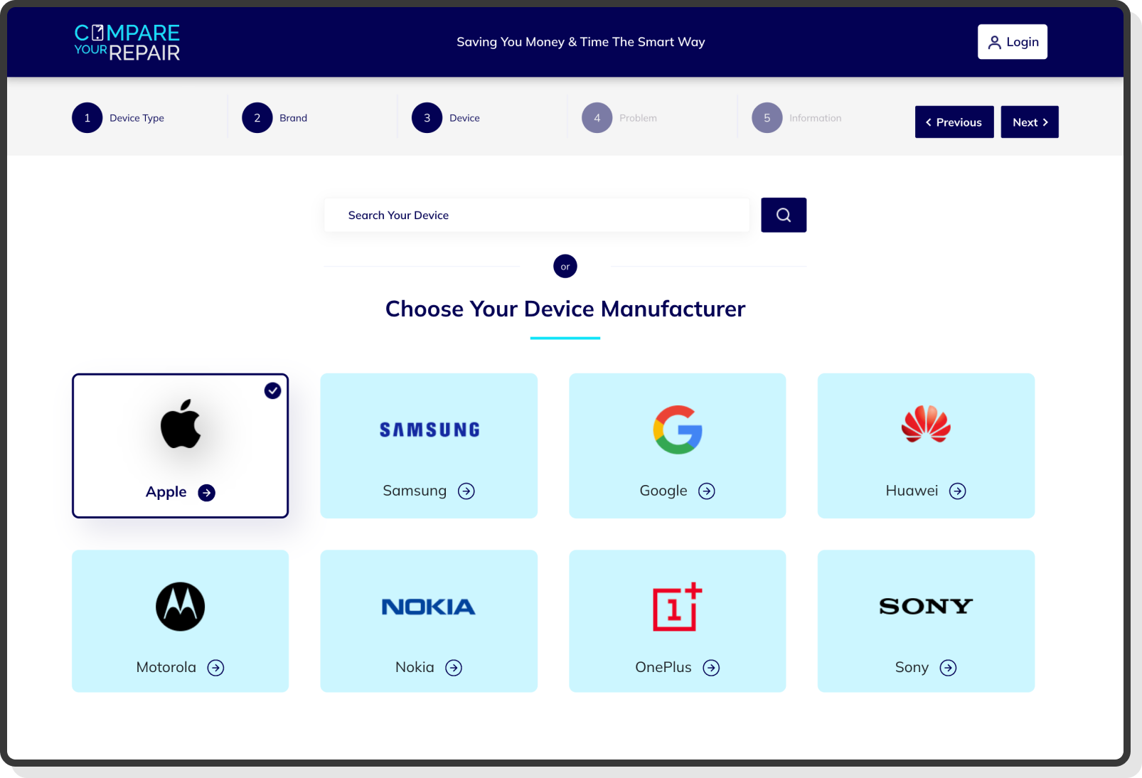 Comparison table displaying multiple garage quotes with features and prices