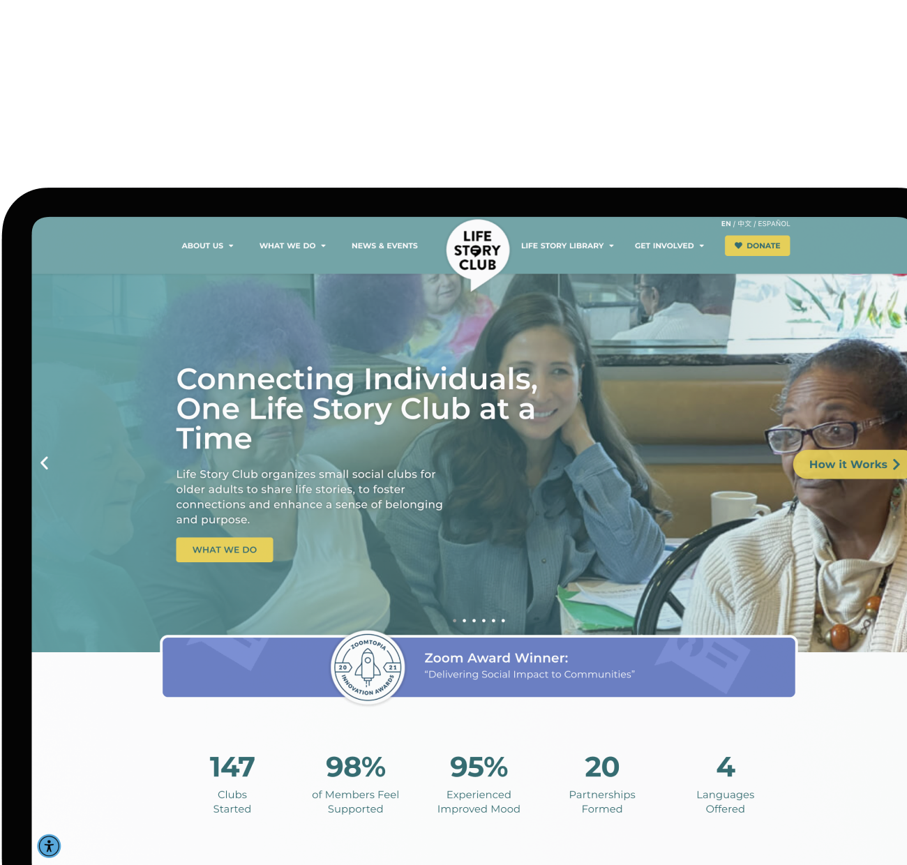 Community storytelling web platform designed by EvinceDev for Life Story Club