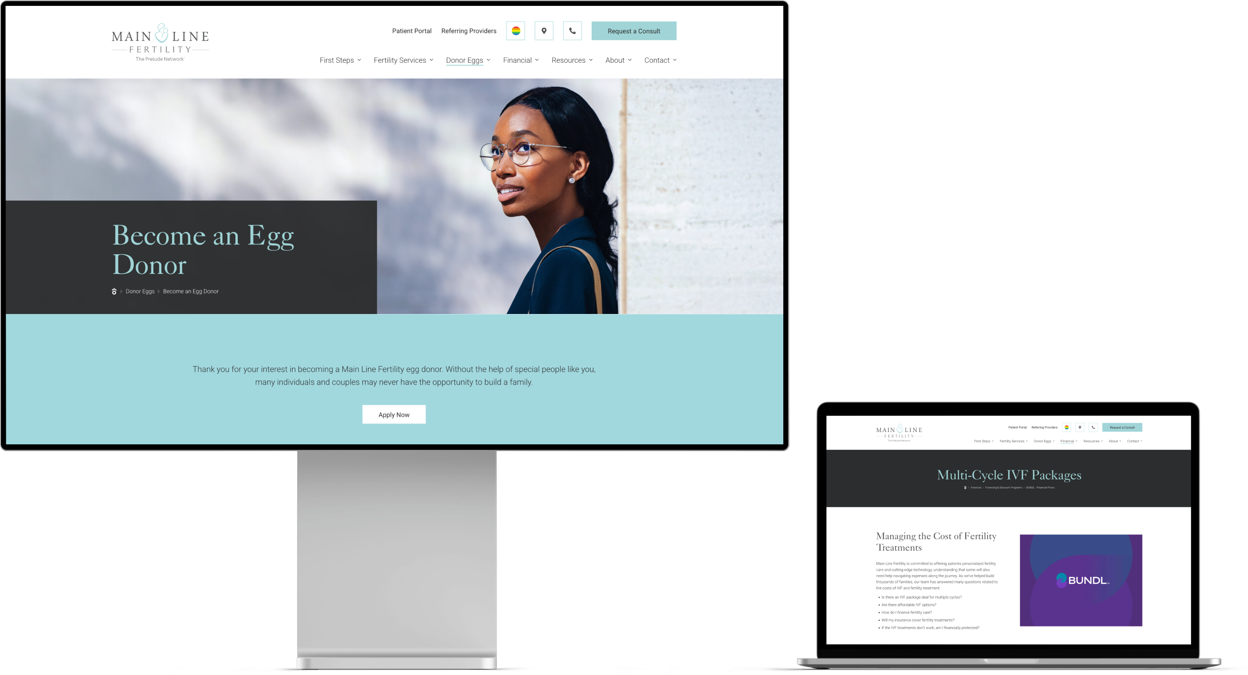 Egg donor application and IVF packages by Main Line Fertility platform