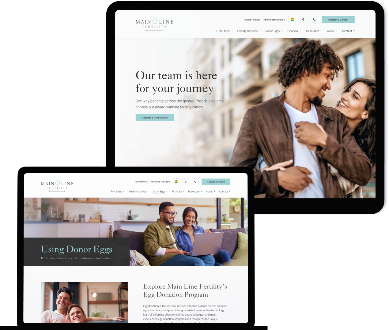 Main Line Fertility web platform showcasing patient-first experience