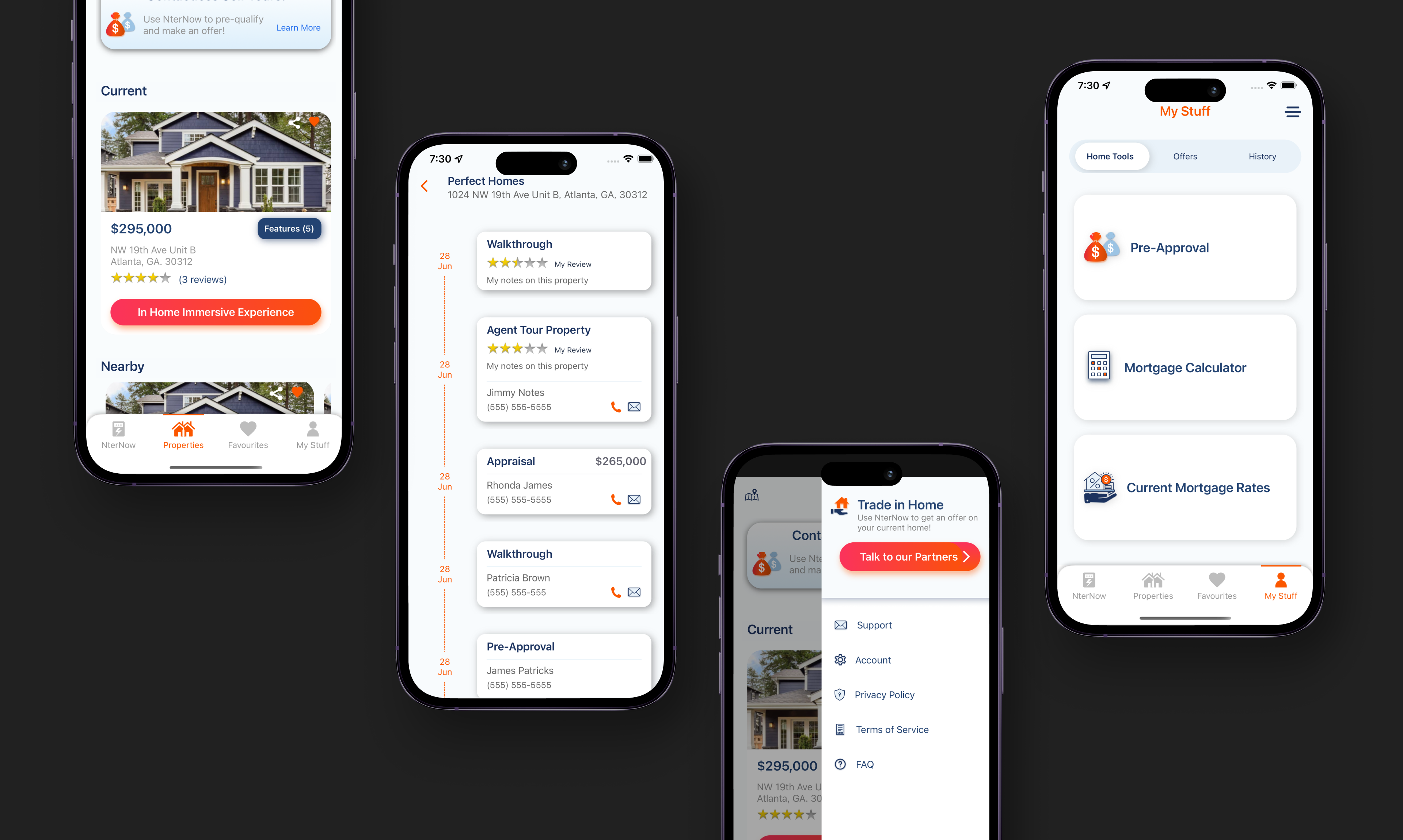 NterNow app with property tours mortgage tools and trade-in options