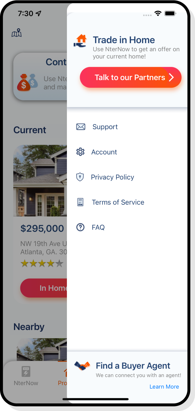 Interactive map with location filters and property markers