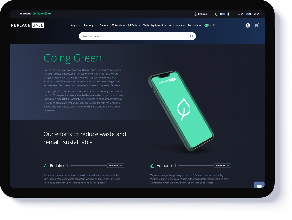 Replacebase features list screen