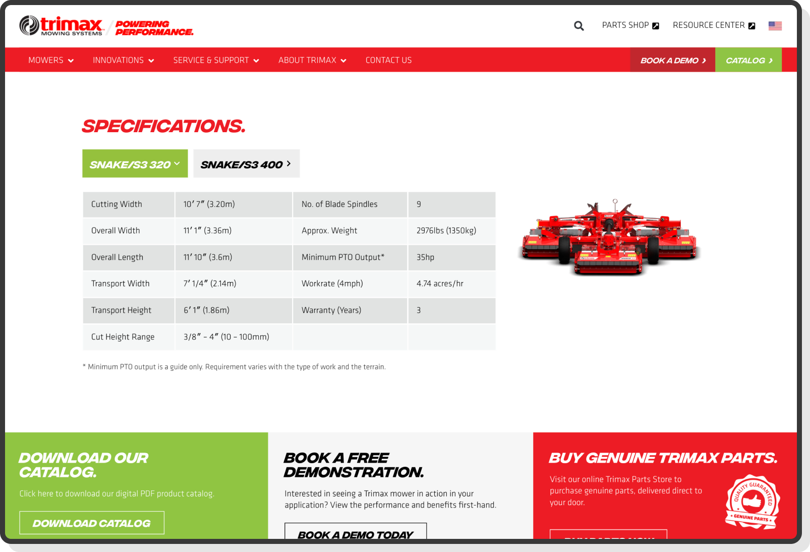 Desktop interface of comparison tool with specs side-by-side