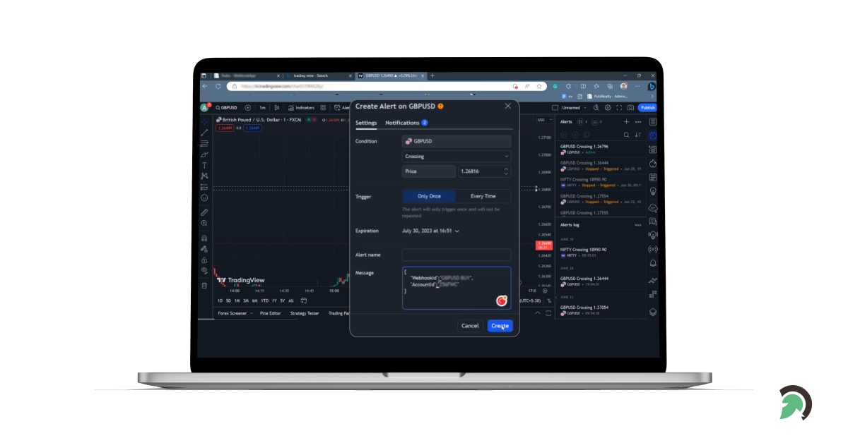 Webhook Configure in Trading View