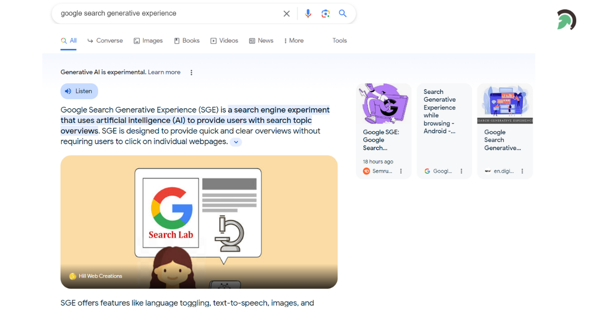 Positive Outcomes of SGE on Organic Results