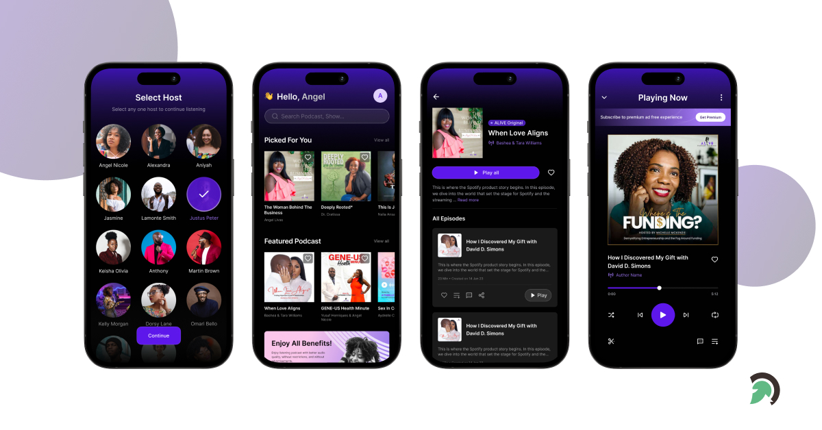 screen feed for alive podcast portfolio