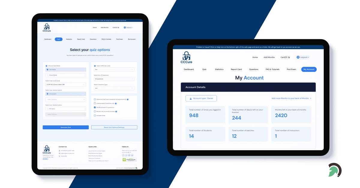 optimized quiz generation feature for cccure it certification application portfolio