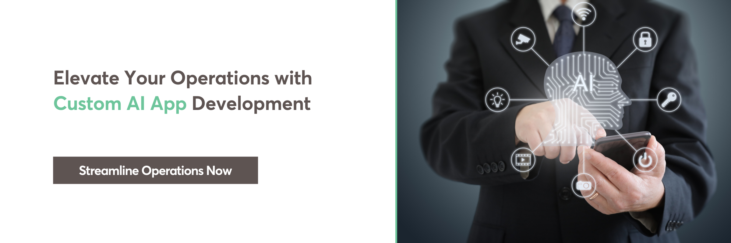 Businessman using custom AI app for smart enterprise operations