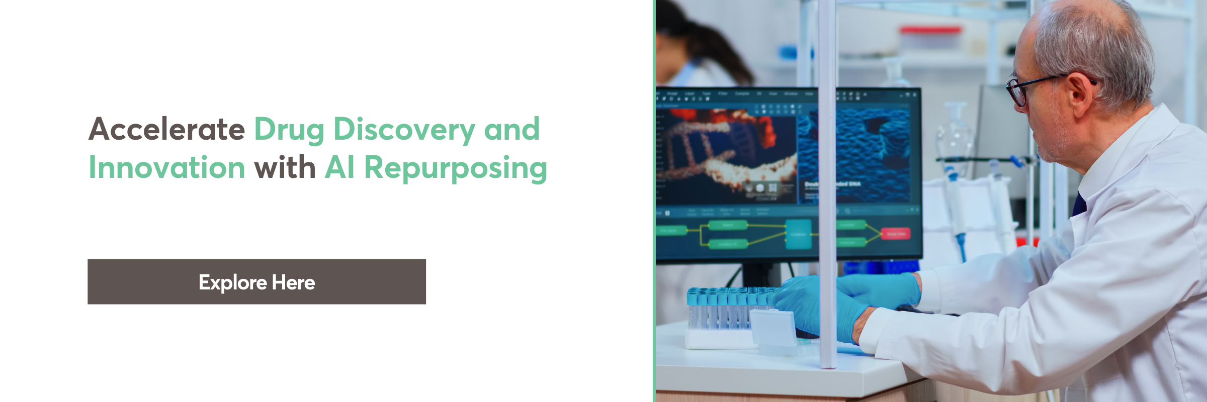 Scientist using AI tools for drug discovery and pharmaceutical research