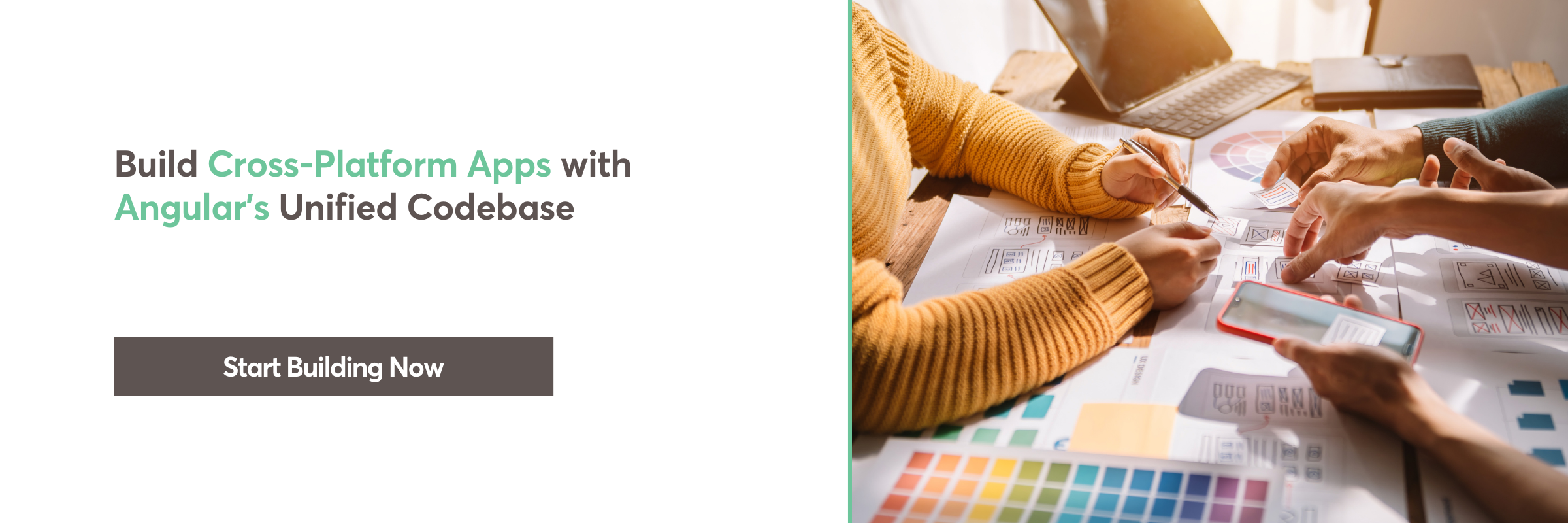 Team planning cross platform app design using Angular unified codebase