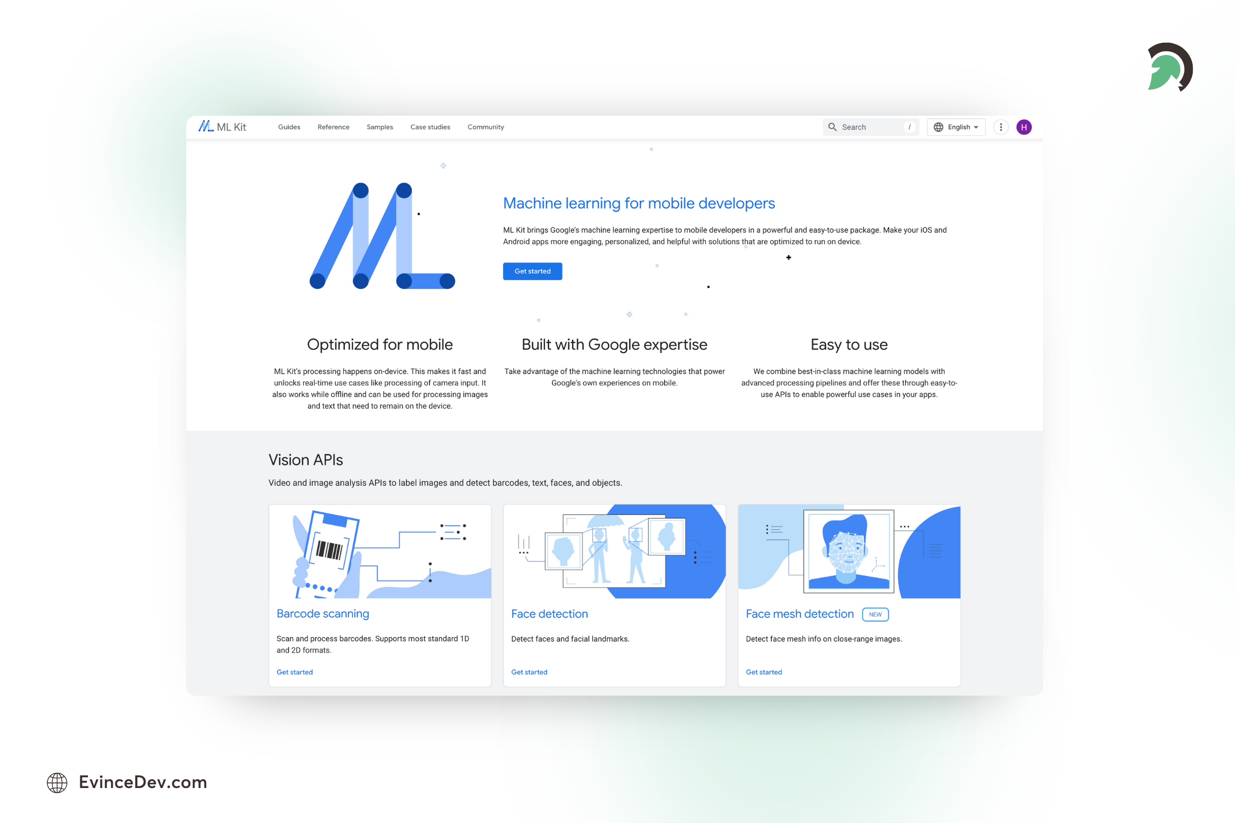 Google Firebase ML Kit interface with vision API options for developers