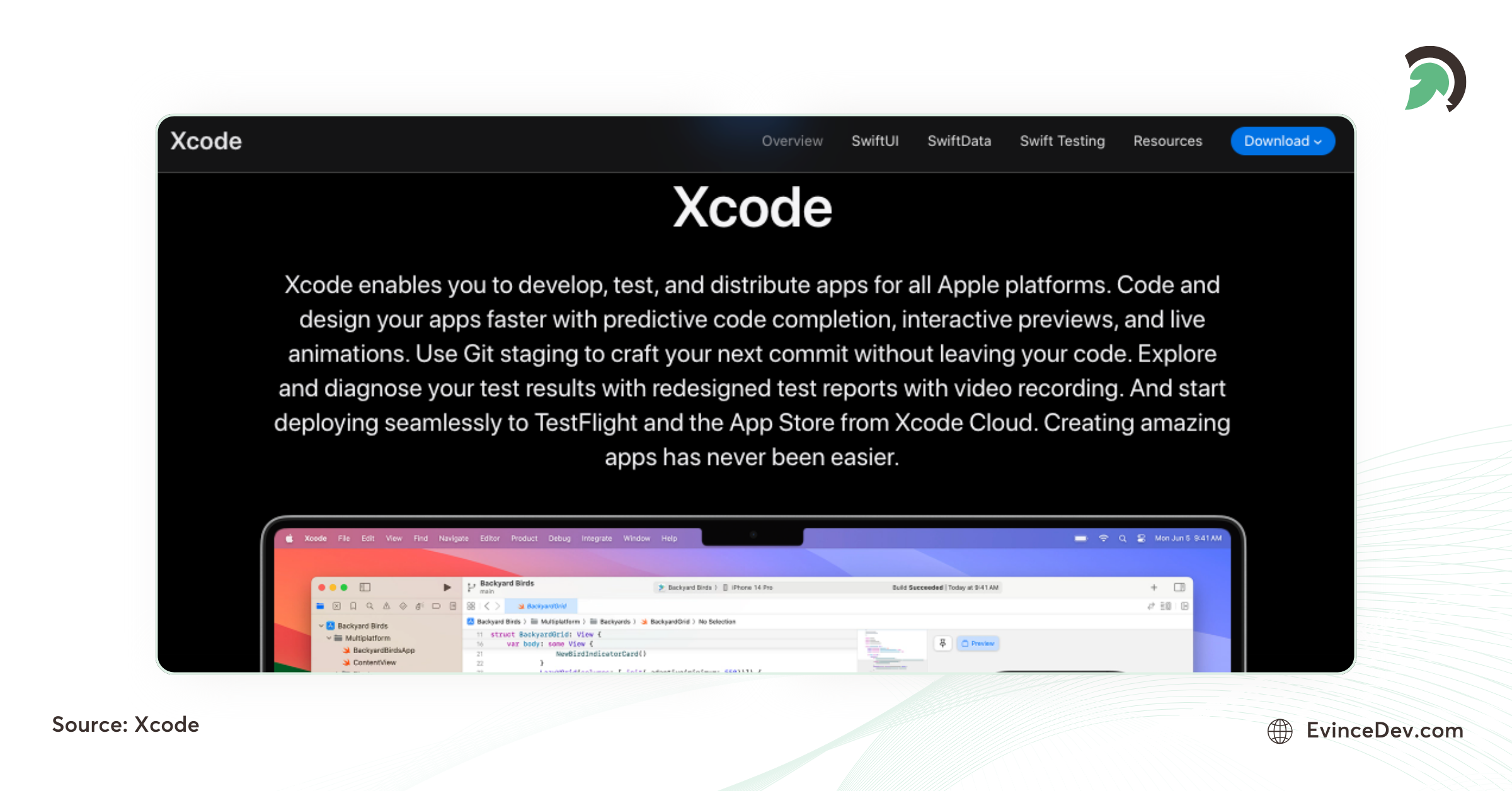 Xcode interface for iOS and Flutter app development on Apple platforms