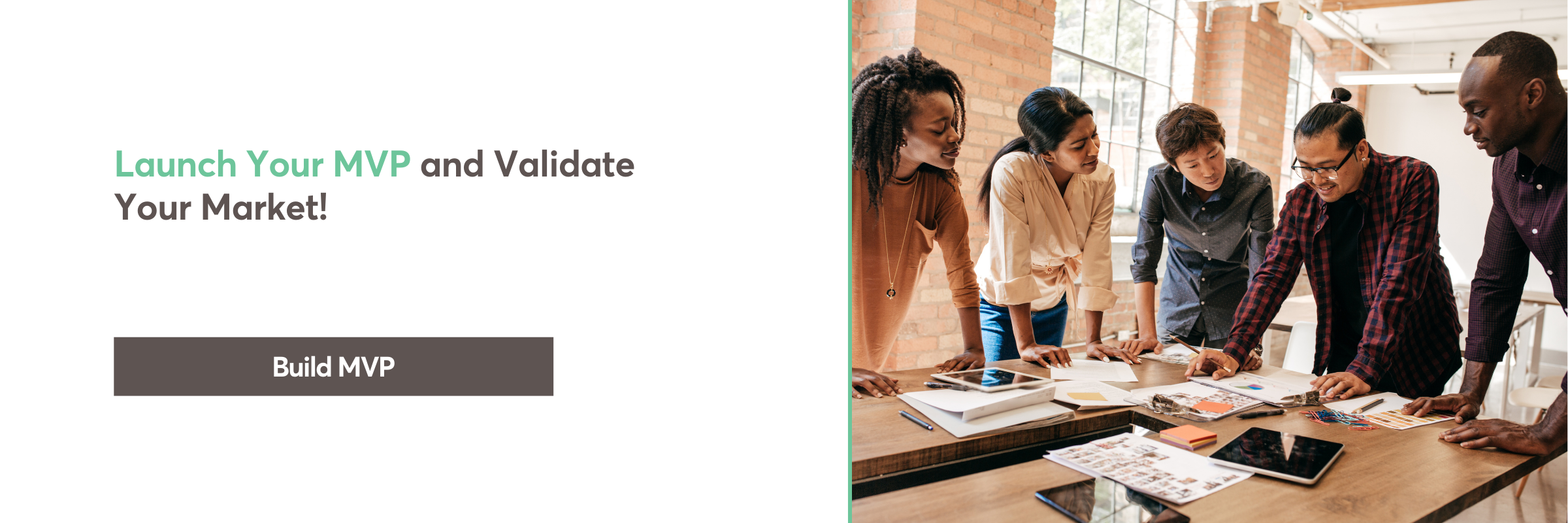 Team collaborating on MVP development strategy and market validation