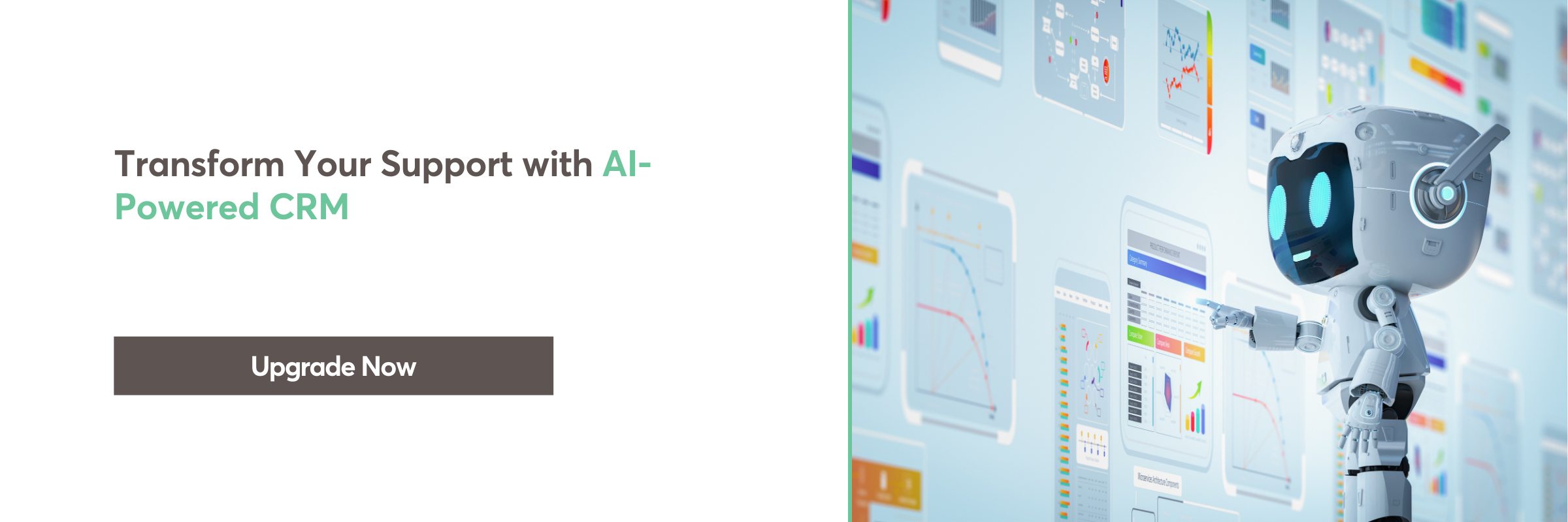 AI chatbot assisting with CRM customer support and real time data analysis