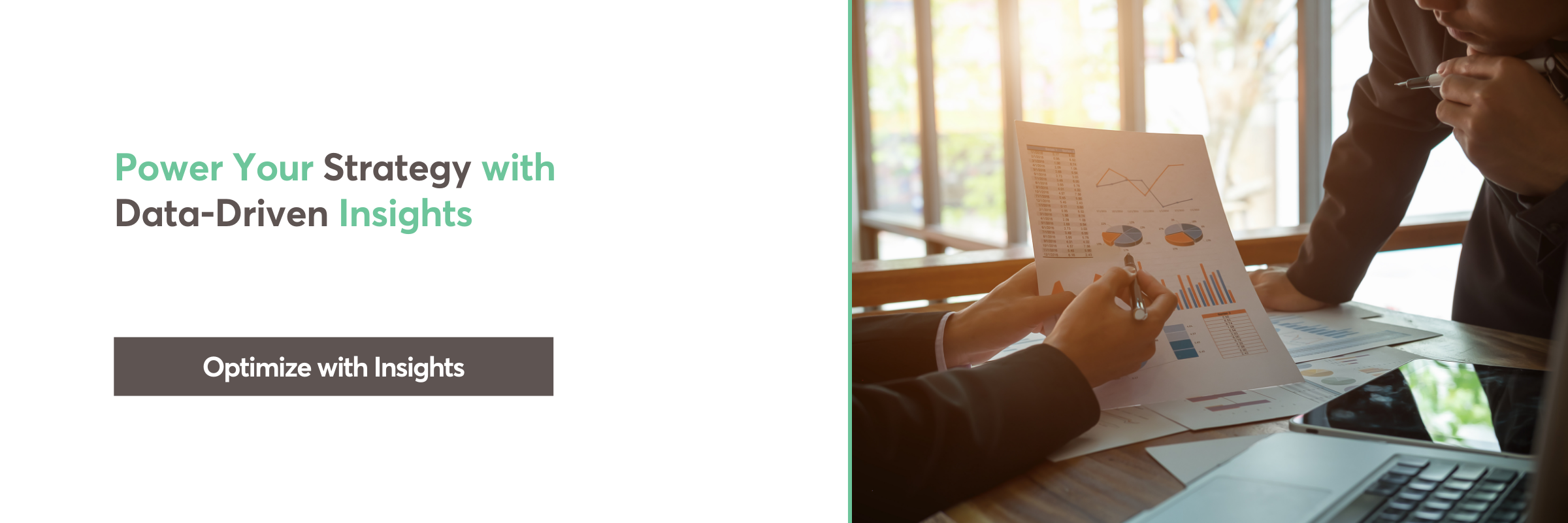 Business team analyzing marketing data charts and graphs on printed reports.