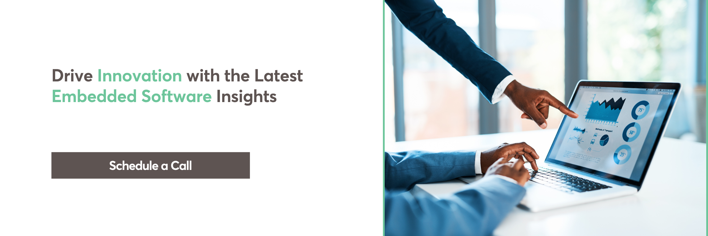 Professional reviewing embedded software insights on a laptop screen.